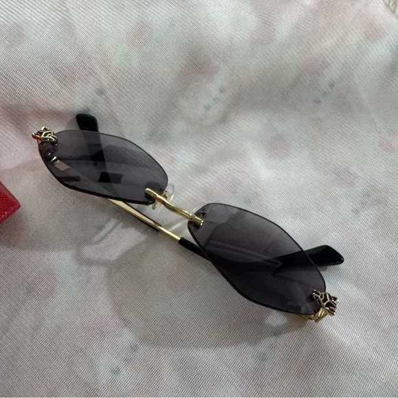 Cartier Eyewear Tiger Head-Plaque Geometric-Frame Sunglasses  display picture 1